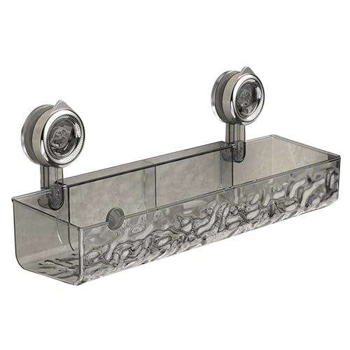 UGZPWQLNX Dusche-Tank Saugstoff, Eckregal mit Saugnapf, ohne Bohren, hoher Zaun, transparenter Abflussboden, grau/transparent, mehrere Größen(Grijs,A) von UGZPWQLNX