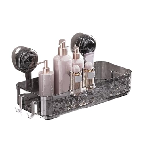 UGZPWQLNX Dusche-Tank Saugstoff, Kein Bohren, selbstklebend, Saugnapf, Duschablage, Badezimmer, Küche, Aufbewahrung, Mehrfarbig(Transparent Gray,Straight Row) von UGZPWQLNX