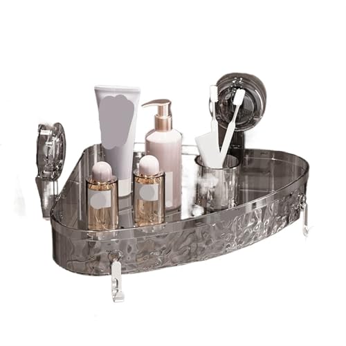 UGZPWQLNX Dusche-Tank Saugstoff, Kein Bohren, selbstklebend, Saugnapf, Duschablage, Badezimmer, Küche, Aufbewahrung, Mehrfarbig(Transparent Gray,Triangle) von UGZPWQLNX