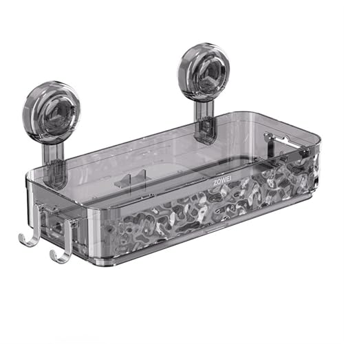 UGZPWQLNX Dusche-Tank Saugstoff, Kein Bohren, selbstklebend, Saugnapf, Duschablage, Badezimmer, Küche, Aufbewahrung, Mehrfarbig(Transparent Gray,Water Ripple) von UGZPWQLNX