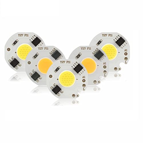 UGZPWQLNX Eingebauter LED-Chip, 5 Stück 3 W/5 W/7 W/9 W COB 220 V ohne Treiber für Projektor, Kaltweiß/Warmweiß (3 W, Cool White) von UGZPWQLNX