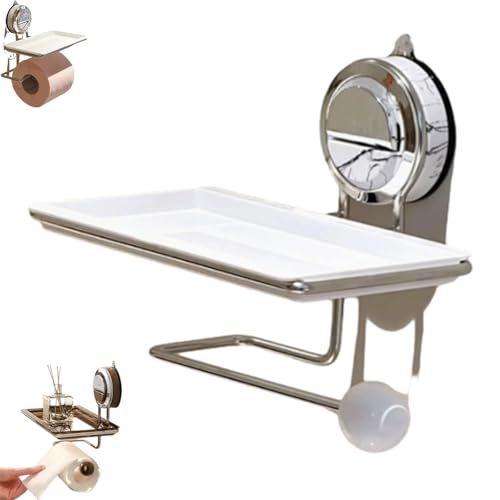 UGZPWQLNX Haltbarkeit von Toilettenpapierrollen an der Wand, 2 stücke Edelstahl Saugnapf Toilettenpapierhalter Mit Regal Kein Bohrer for Badezimmer(D,2PCS) von UGZPWQLNX