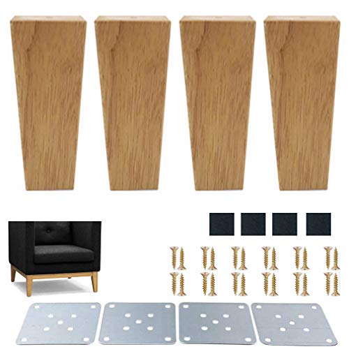 UGZPWQLNX Haltbarkeit von Toilettenpapierrollen an der Wand, 4er-Pack Ersatzbeine for Möbel aus Eiche, Natur, 5–20 cm, mit Montageplatte(15cm/5.9") von UGZPWQLNX