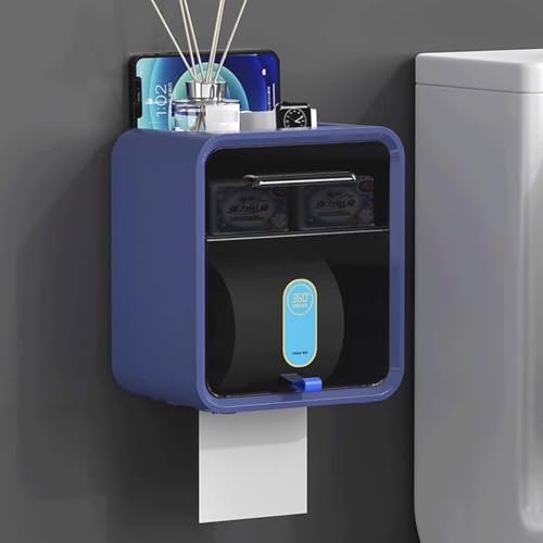 UGZPWQLNX Haltbarkeit von Toilettenpapierrollen an der Wand, Selbstklebender Toilettenpapierhalter zur Wandmontage mit Schublade, Mehrfarbig(Blu) von UGZPWQLNX