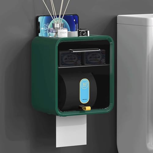 UGZPWQLNX Haltbarkeit von Toilettenpapierrollen an der Wand, Selbstklebender Toilettenpapierhalter zur Wandmontage mit Schublade, Mehrfarbig(Green) von UGZPWQLNX