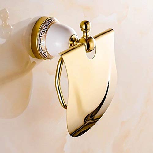 UGZPWQLNX Haltbarkeit von Toilettenpapierrollen an der Wand, Toilettenpapierhalter, Zirkonium-Gold-Finish, Kristallglas, Wandmontage, ohne Bohren von UGZPWQLNX