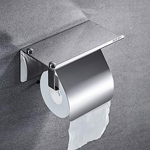 UGZPWQLNX Haltbarkeit von Toilettenpapierrollen an der Wand, Toilettenpapierhalter Edelstahl Chrom mit Ablage und Abdeckung Wandmontage(A) von UGZPWQLNX