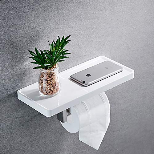 UGZPWQLNX Haltbarkeit von Toilettenpapierrollen an der Wand, Toilettenpapierhalter Edelstahl Chrom mit Ablage und Abdeckung Wandmontage(D) von UGZPWQLNX