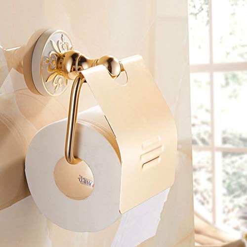 UGZPWQLNX Haltbarkeit von Toilettenpapierrollen an der Wand, Toilettenpapierhalter aus Legierung ohne Bohren zur Wandmontage, weiß poliert(A) von UGZPWQLNX