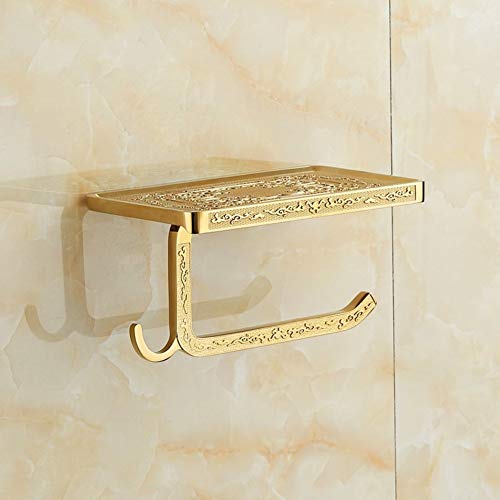 UGZPWQLNX Haltbarkeit von Toilettenpapierrollen an der Wand, Toilettenpapierhalter zur Wandmontage mit Handyhalterung ohne Bohren, Gold(A) von UGZPWQLNX