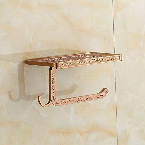 UGZPWQLNX Haltbarkeit von Toilettenpapierrollen an der Wand, Toilettenpapierhalter zur Wandmontage mit Handyhalterung ohne Bohren, Gold(B) von UGZPWQLNX