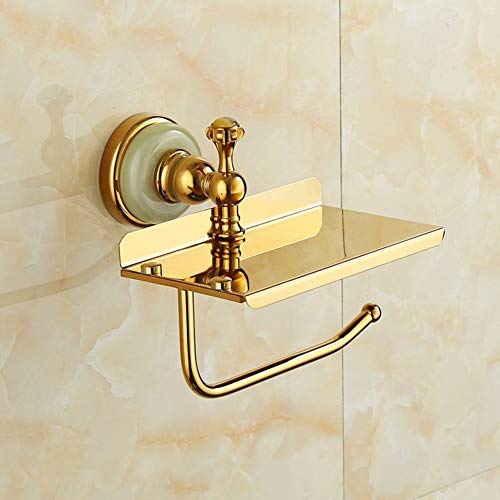 UGZPWQLNX Haltbarkeit von Toilettenpapierrollen an der Wand, Toilettenpapierhalter zur Wandmontage mit Handyhalterung ohne Bohren, Gold(C) von UGZPWQLNX