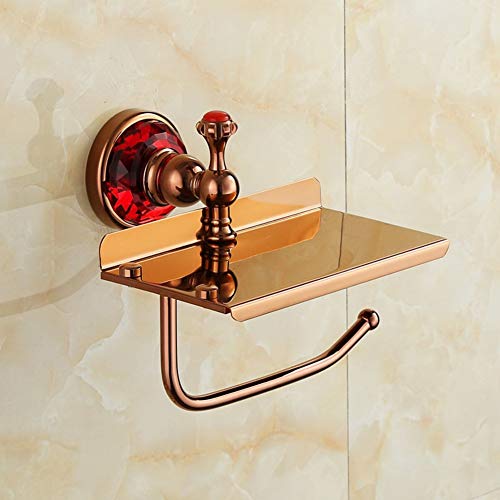 UGZPWQLNX Haltbarkeit von Toilettenpapierrollen an der Wand, Toilettenpapierhalter zur Wandmontage mit Handyhalterung ohne Bohren, Gold(E) von UGZPWQLNX