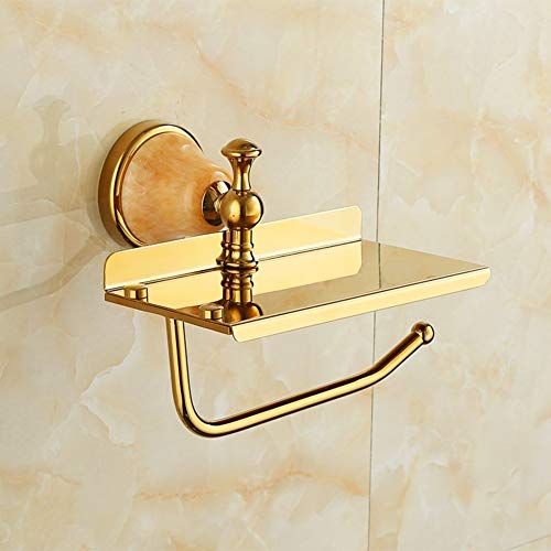 UGZPWQLNX Haltbarkeit von Toilettenpapierrollen an der Wand, Toilettenpapierhalter zur Wandmontage mit Handyhalterung ohne Bohren, Gold(F) von UGZPWQLNX
