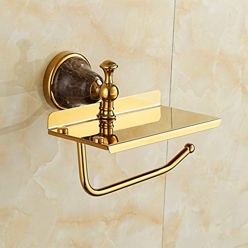UGZPWQLNX Haltbarkeit von Toilettenpapierrollen an der Wand, Toilettenpapierhalter zur Wandmontage mit Handyhalterung ohne Bohren, Gold(H) von UGZPWQLNX