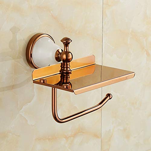 UGZPWQLNX Haltbarkeit von Toilettenpapierrollen an der Wand, Toilettenpapierhalter zur Wandmontage mit Handyhalterung ohne Bohren, Gold(K) von UGZPWQLNX