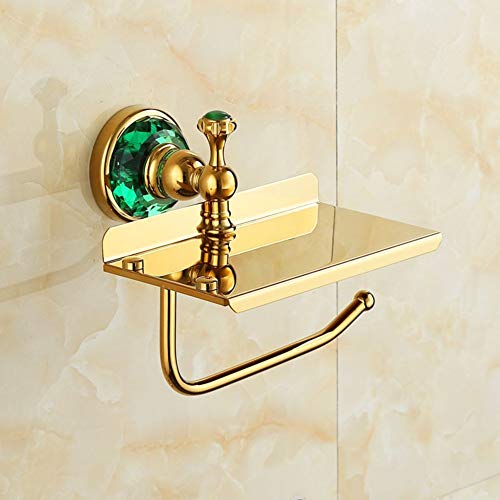UGZPWQLNX Haltbarkeit von Toilettenpapierrollen an der Wand, Toilettenpapierhalter zur Wandmontage mit Handyhalterung ohne Bohren, Gold(Medium) von UGZPWQLNX