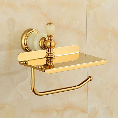 UGZPWQLNX Haltbarkeit von Toilettenpapierrollen an der Wand, Toilettenpapierhalter zur Wandmontage mit Handyhalterung ohne Bohren, Gold(N) von UGZPWQLNX