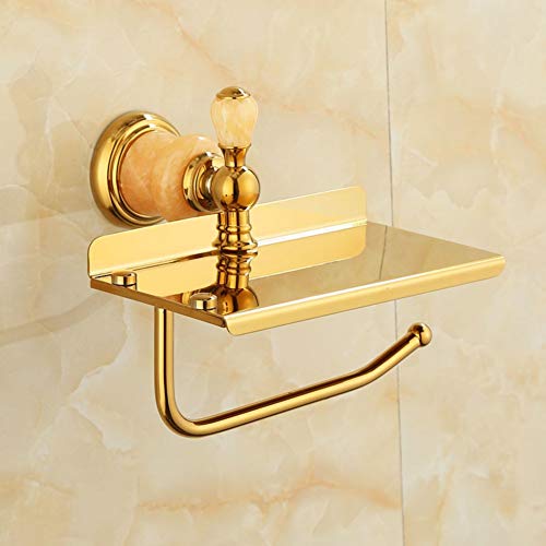 UGZPWQLNX Haltbarkeit von Toilettenpapierrollen an der Wand, Toilettenpapierhalter zur Wandmontage mit Handyhalterung ohne Bohren, Gold(O) von UGZPWQLNX