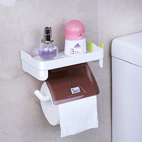 UGZPWQLNX Haltbarkeit von Toilettenpapierrollen an der Wand, Vakuum-Saugnapf-Toilettenpapierhalter fürs Badezimmer, ohne Bohren, weiß, mit Telefonhalter und Abdeckung(B) von UGZPWQLNX