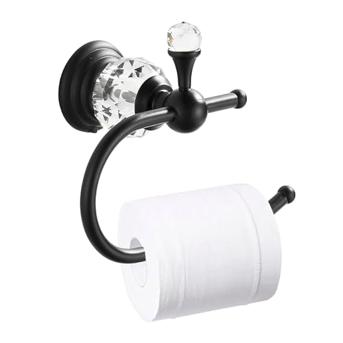 UGZPWQLNX Haltbarkeit von Toilettenpapierrollen an der Wand, Wandmontierter Toilettenpapierhalter aus Kristall, Handtuchhalter, Mehrfarbig, 1–3 Stück(Black,2PCS) von UGZPWQLNX