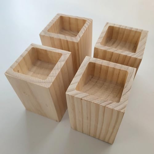 UGZPWQLNX Holzmöbellift, Wood Furniture Risers 4 Pcs Height Increase 3-20cm for Bed Sofa Table Desk(A 12cm-Increase Height 10cm) von UGZPWQLNX