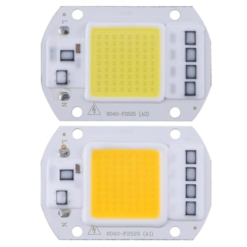 UGZPWQLNX Integrierter LED-Chip, 2 bis 6 Stück 50 W COB LED-Ersatzbirnen AC 110 V/220 V für Campingscheinwerfer, Warmweiß/Kaltweiß (Warmweiß 220 V, 50 W, 6 Stück) von UGZPWQLNX