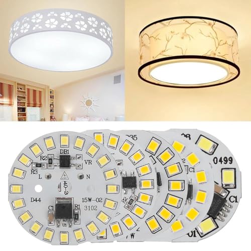 UGZPWQLNX LED Chip eingebaut, SMD 2835 LED Panel 3-15W 220-240V, Smart IC, weiß und warmweiß, 2 oder 5 Stück (Warm White,15W 2p) von UGZPWQLNX