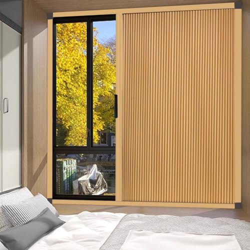 temporäres Falten der Fensterläden, Schiebe-Zellular-Rollos, Aluminiumrahmen, thermische Privatsphäre, Verdunkelung, mehrfarbig, mehrere Größen(Bruin,750x1200mm) von UGZPWQLNX
