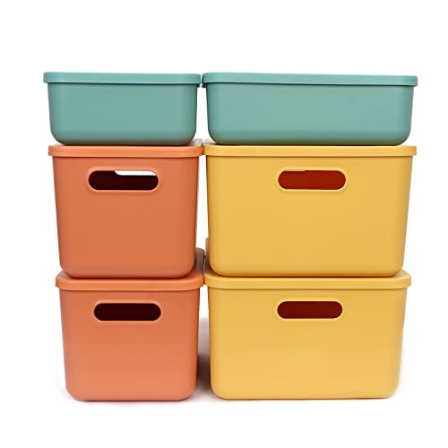 UHAPEER Aufbewahrungsbox mit Deckel und Griff, Aufbewahrungsboxen 6er Set, 3 Farbe, BPA-freies Plastik, Stapelbare Storage Box für Kleidung, Spielzeug, Würfelbehälter (2L,2M,2S) von UHAPEER