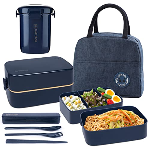 UHAPEER Bento Box für Erwachsene und Kinder, Tragbare Auslaufsichere Lunchbox mit Tasche, Mikrowellengeeignet Brotzeitbox, Brotdose für Arbeit und Schule von UHAPEER