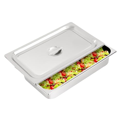 4 Pack Edelstahl Hotel Pfannen Servierplatte Buffet Tablett Dampfpfanne mit Deckel Speisenwärmer für Hotel Restaurants Lebensmittel Buffet 53,5x32,5x10 cm von UHDUIG