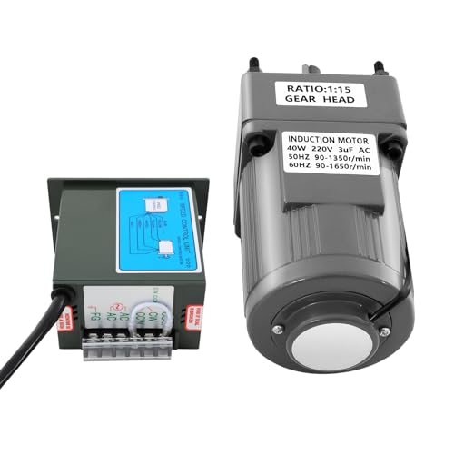 Getriebemotor Einstellbarer Elektromotor Wechselstrom Hohe mit Drehzahlregler Kühllöcher Drehmomente Einphasig für Verpackung Druck Textil Färben (40W 15K) von UHDUIG