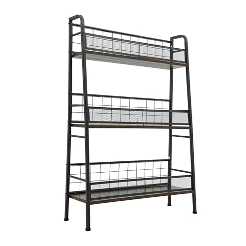 UHDUIG 3 Etagen Schallplatten Regal Plattenspieler Ständer Trapezförmige Design mit 4 Verstellbaren Füßen Geliefert für Schallplatten Alben CDs Sammlungen 66x21.8x100cm von UHDUIG