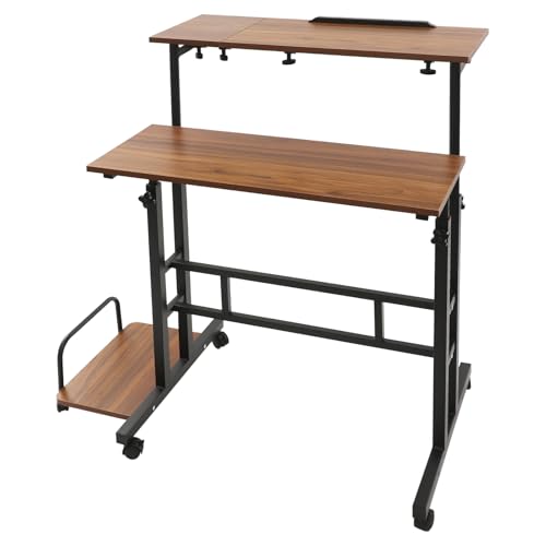 UHDUIG Multifunktionaler Klappbarer Schreibtisch Höhenverstellbarer Schreibtisch mit sechs Universalräder für Schlafzimmern, Wohnzimmern, Kinderzimmern (Walnu+WhiteT) von UHDUIG