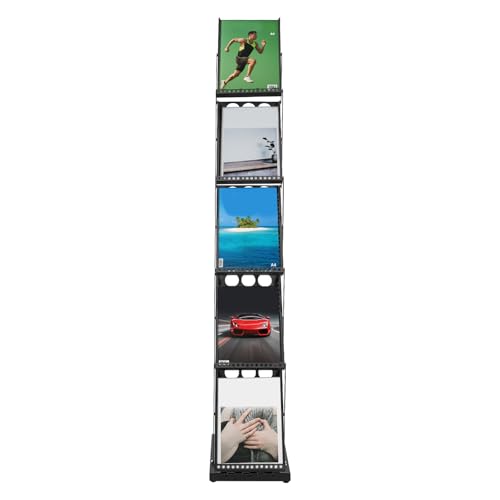 UHDUIG Prospektständer A4 Bodenständer Broschürenständer 5-stufiger Faltbarer Zeitschriftenständer Praktische Leitplanke für Empfangsbereichen Warteräumen Schulen 36*27*163cm von UHDUIG