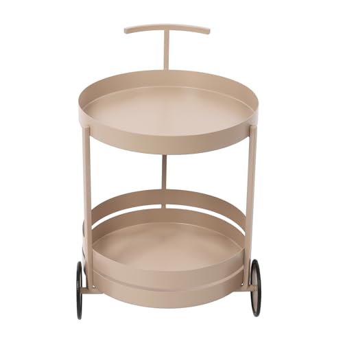UHDUIG Servierwagen 2 Ebenen Runder Lagerwagen mit Rädern Unterstützender Frontständer Ladekapazität jeder Stufe 10kg Sich für Wohnzimmer, Esszimmer, Küchen, Cafés (Rosa) von UHDUIG