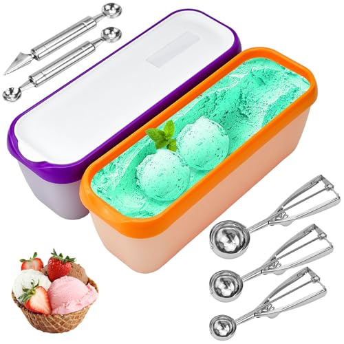 UHETLET 2er-Set Eisbehälter für Speiseeis 1.5L Gefrierdosen für Eiscreme mit Eisportionierer Edelstahl 3er set Eiskugelportionierer Eislöffel Portionierer Eis Eisbehälter für Selbstgemachtes Eis UHETLET 2er-Set Eisbehälter für Speiseeis 1.5L Gefrierdosen für Eiscreme mit Eisportionierer Edelstahl 3er set Eiskugelportionierer Eislöffel Portionierer Eis Eisbehälter für Selbstgemachtes Eis von UHETLET