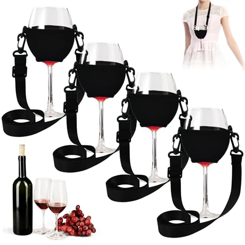 UHETLET 4 Stück Weinglashalter zum Umhängen Tragbare Weinglas Halshalter Weinglas Hals Halter Weinglashalterung zum umhängen Weinglas Halterung Becherhalter Festival für Weihnachten Weinfest Hochzeit von UHETLET