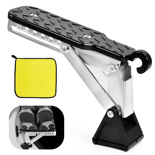 UHETLET Auto Türstufe Dachbox 200kg Tragfähigkeit Klappbarer Trittbretter Auto universal Verstellbare Türstufe Fahrzeug Türpedal mit Pufferkissen Universal car Pedal Door Step für SUV/RV/LKW von UHETLET