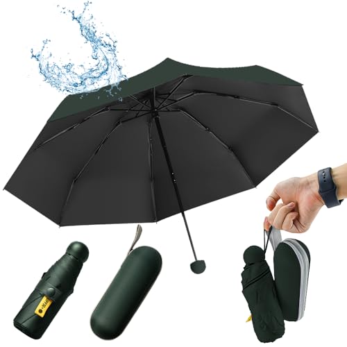 UHETLET Dunkelgrüner Kompakter Regenschirm Sturmfest mit 8 Rippen Taschenschirm Mini Umbrella Pocket Taschenschirme Faltender UV-Regenschirm Minischirm Leicht Mini Schirm Damen Perfekt für Handtasche UHETLET Dunkelgrüner Kompakter Regenschirm Sturmfest mit 8 Rippen Taschenschirm Mini Umbrella Pocket Taschenschirme Faltender UV-Regenschirm Minischirm Leicht Mini Schirm Damen Perfekt für Handtasche von UHETLET