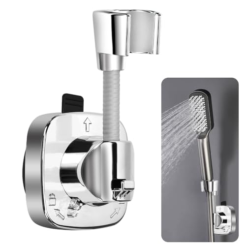 UHETLET Duschkopfhalterung ohne Bohren 360° Drehbar Duschhalterung mit Saugnapf 15 Kg TragfäHigkeit Brausehalter Verstellbar Handbrause Halterung shower head holder für Bad Duschkopf Halterung von UHETLET