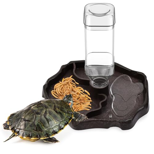 UHETLET Schildkröten Wasserschale Schildkröten Terrarium Wasserbecken Schildkröten Wasserspender mit Flasche Landschildkröten Zubehör Wasserschalen für Schildkröten Schlange Gecko Eidechsen Hamster von UHETLET
