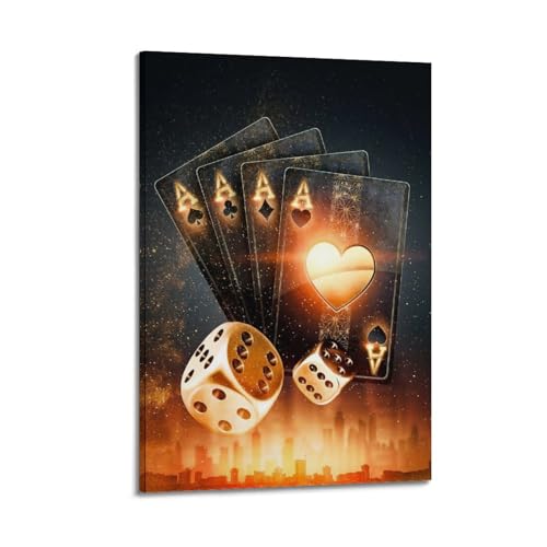UHHYFVN Poster mit Casino-Poker-Glücksspiel, Wandkunst, dekoratives Gemälde, Schlafzimmer, 50 x 75 cm, Rahmenstil UHHYFVN Poster mit Casino-Poker-Glücksspiel, Wandkunst, dekoratives Gemälde, Schlafzimmer, 50 x 75 cm, Rahmenstil von UHHYFVN