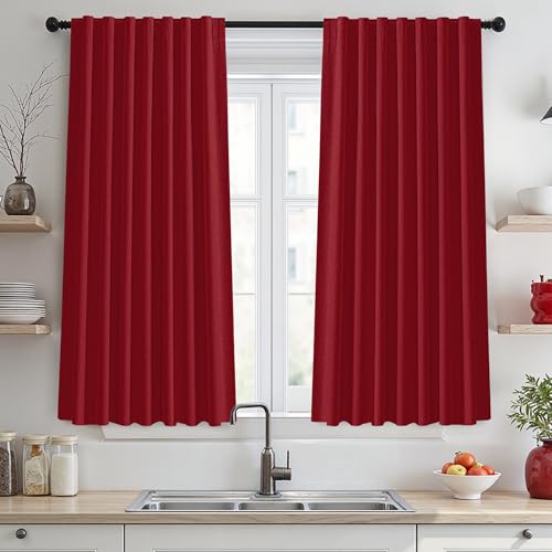 UHITECH Weihnachtsvorhänge, 137,2 cm lang, rot, Leinen, Verdunkelungsvorhang für Schlafzimmer, Fenster, Schlaufentasche, 100 % lichtblockierend, strukturierte Vorhänge für Wohnzimmer, wärmeisoliert UHITECH Weihnachtsvorhänge, 137,2 cm lang, rot, Leinen, Verdunkelungsvorhang für Schlafzimmer, Fenster, Schlaufentasche, 100 % lichtblockierend, strukturierte Vorhänge für Wohnzimmer, wärmeisoliert von UHITECH