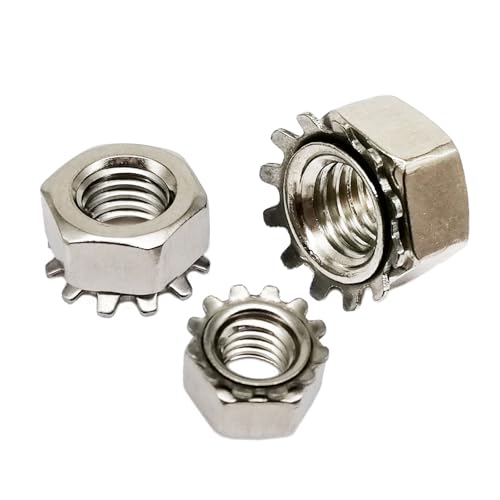 10/25 Stück M3 M4 M5 M6 M8 A2-70 304 Edelstahl metrisches Gewinde Sechskant Sechskantzahn Zahnscheibe Dichtung Sicherungsmutter K Typ Mutter(25pcs M5) von UHNYTRV