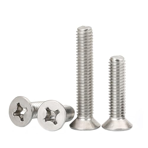10 Stück M3 M3,5 M4 M5 M6 M8 M10 A2-70 304 Edelstahl GB819 Kreuzschlitzschrauben mit flachem Senkkopf, Länge 4–80 mm(8mm,M3 x10pcs) von UHNYTRV