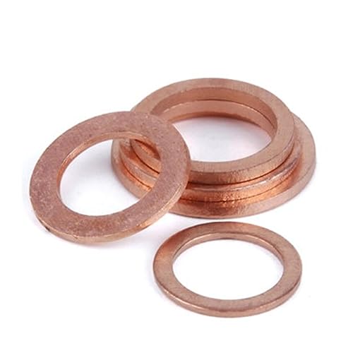 10 Stück M6 M8 M10 M12 M14 M15 M16 M18 M19 M20 Dicke 2 mm Unterlegscheiben aus massivem Kupfer Unterlegscheibe Flachring Dichtungsringe Dichtung Unterlegscheiben(M9x17x2mm 10PCS) von UHNYTRV