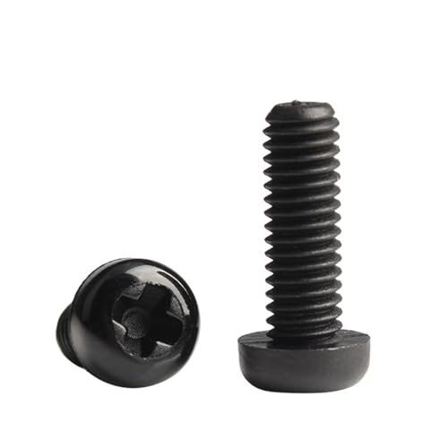 100/50/ 20 Stück M2 M2,5 M3 M4 M5 M6 M8 Metrisches Gewinde Schwarz Weiß Nylon Kunststoff Kreuzschlitz-Flachkopf-Kreuzrundschraubenbolzen L = 4–60 mm(White,10MM_M2 (100PCS)) von UHNYTRV