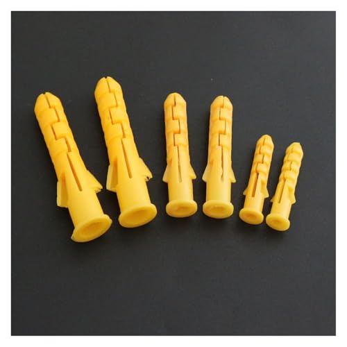 100 Stück M6 M8 M10 gerippter Kunststoffanker compatible Erweitern des Nagels, Expansionsrohr, Rohrstopfen, Gummi-Trockenbauschraube, Holzbearbeitung, gelbe Farbe(100PCS,8mm) von UHNYTRV